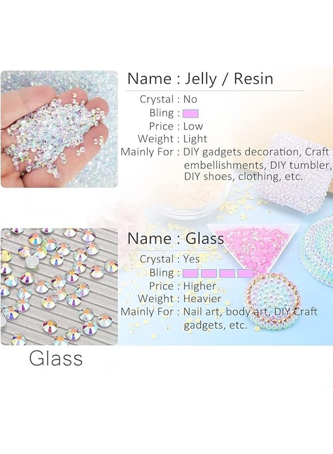 Happy D Flat-back rhinestones 4,520 pieces, colorful nail rhinestones, flat-back crystals, colorful AB transparent white rhinestones, comes with rhinestone picker and tweezers, suitable for jewelry, nails, eyes, face makeup, crafts, DIY - Image 3